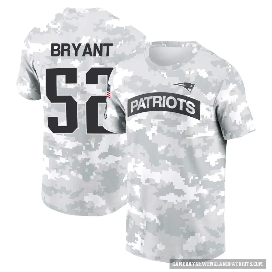 Men's ＃52 Marcus Bryant New England Patriots Camo Arctic 2024 Salute to Service Performance T-Shirt