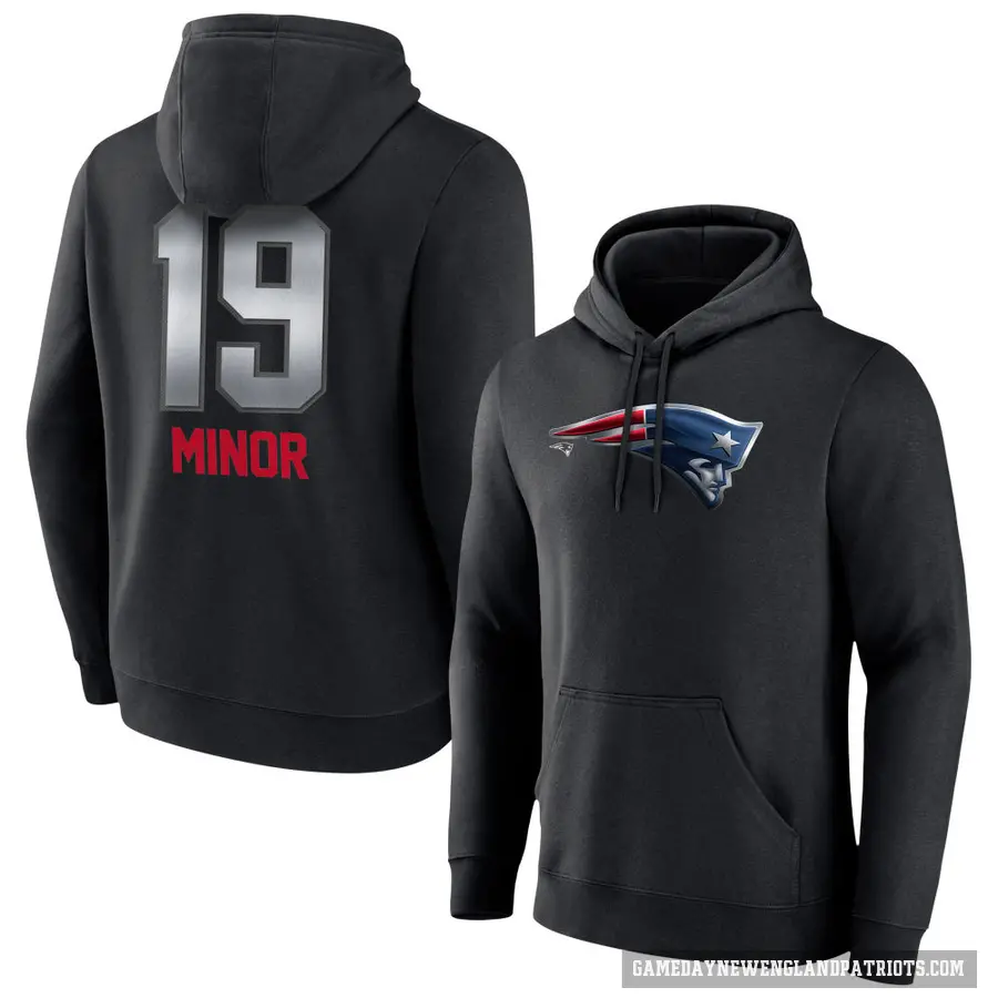 Youth ＃19 Kobee Minor New England Patriots Black Midnight Mascot Pullover Hoodie