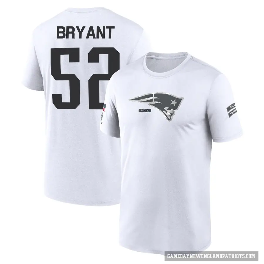 Youth ＃52 Marcus Bryant New England Patriots White 2024 Salute to Service Performance T-Shirt